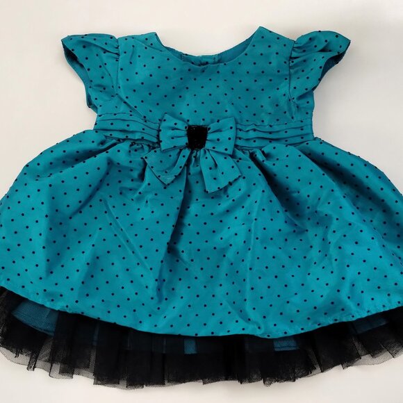 Fancy Teal Polka dot Fancy Dress/ Size 0-3 M